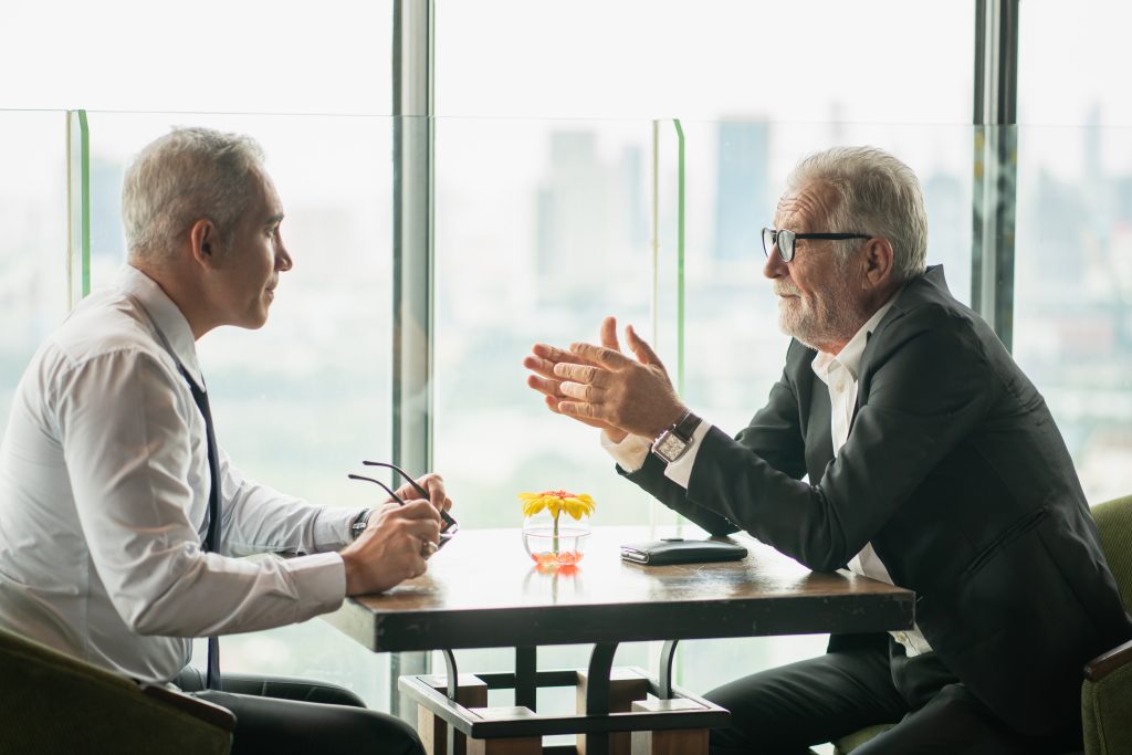 man business drinking coffee and show trading,